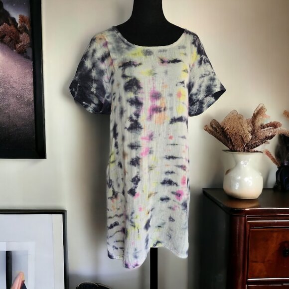 SHANNON PASSERO Tie Dye Hi-Low Crew Neck Dress Size MED - Picture 1 of 7